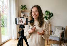 Konten kreator merekam video raw content otentik menggunakan smartphone untuk strategi viral marketing 2026