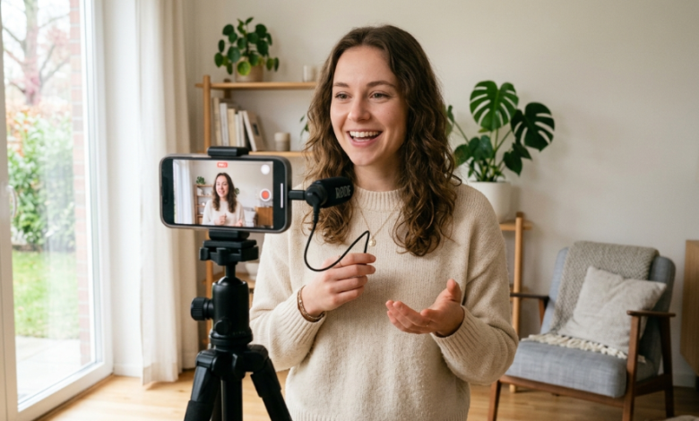 Konten kreator merekam video raw content otentik menggunakan smartphone untuk strategi viral marketing 2026