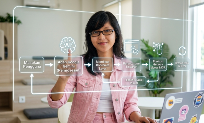 Diagram alur kerja sistem Computer Using Agent Google Gemini - IdeNusa