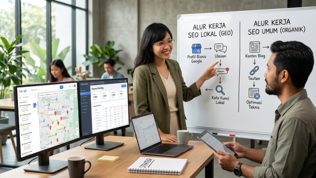 Digital marketing strategy workspace - geo-vs-seo-workflow
